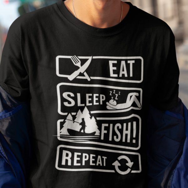 Eat, sleep, fish, repeat! (Férfi póló)