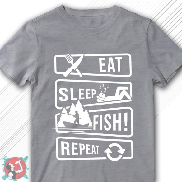 Eat, sleep, fish, repeat! (Férfi póló)